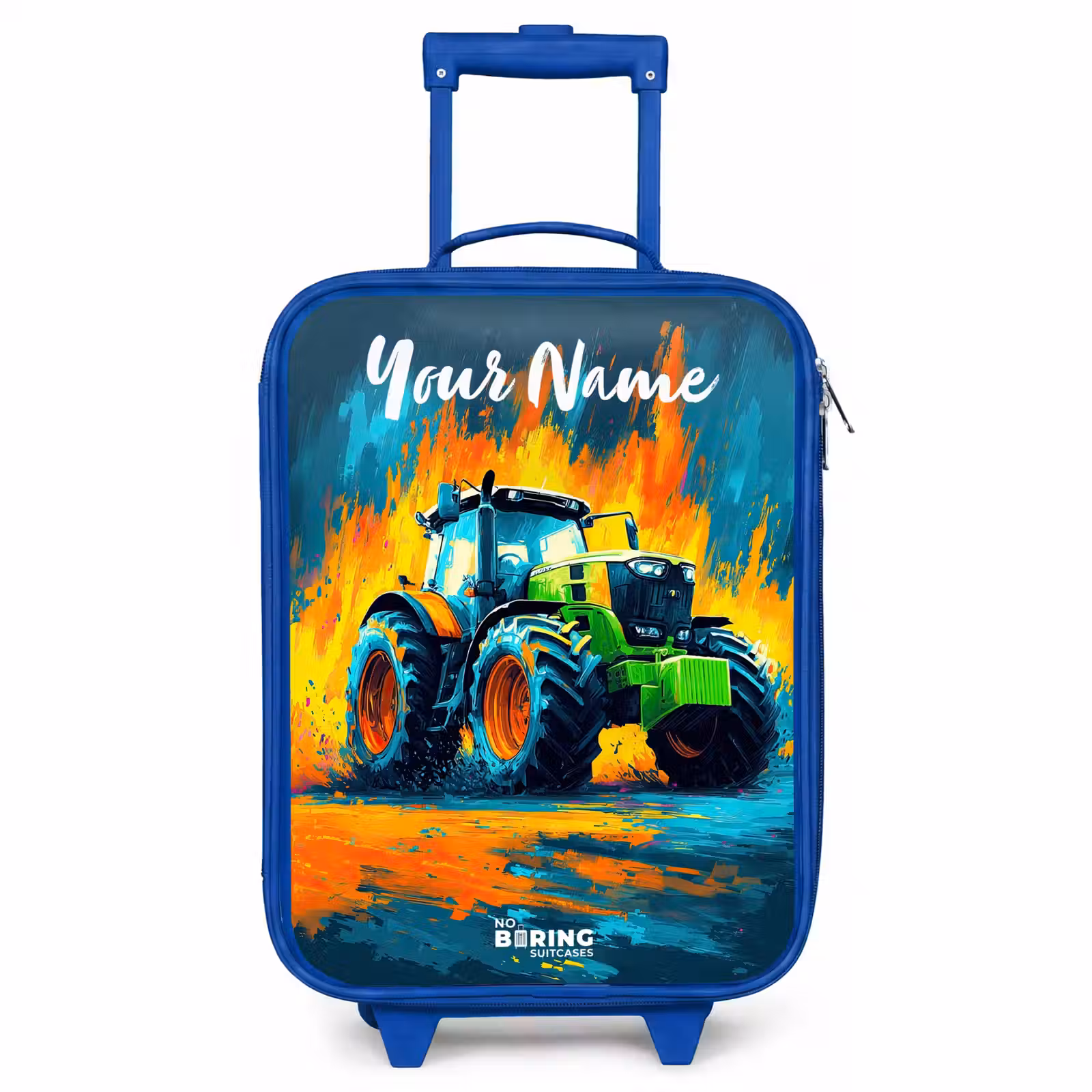 Children's suitcase with name - Blue - Abstract - Tractor - Groen — 1