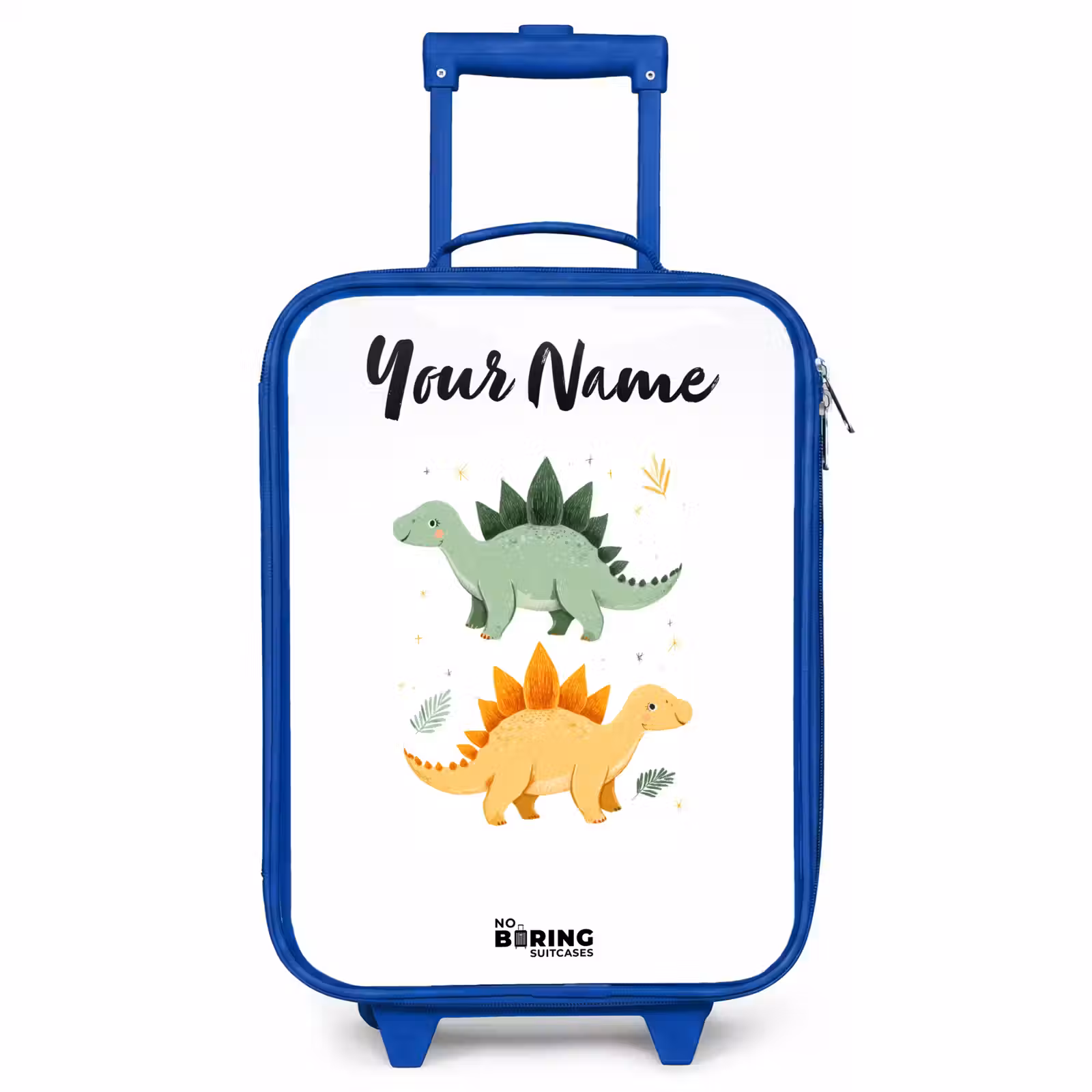 Children's suitcase with name - Blue - Dinos - Animals - Green - Orange — 1