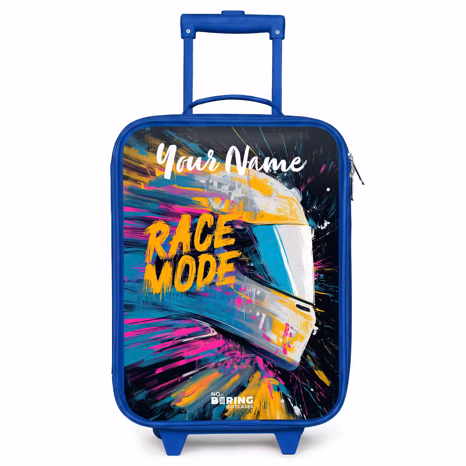 Children's suitcase with name - Blue - Racing helmet - Abstract - Paint - Colorful — 1