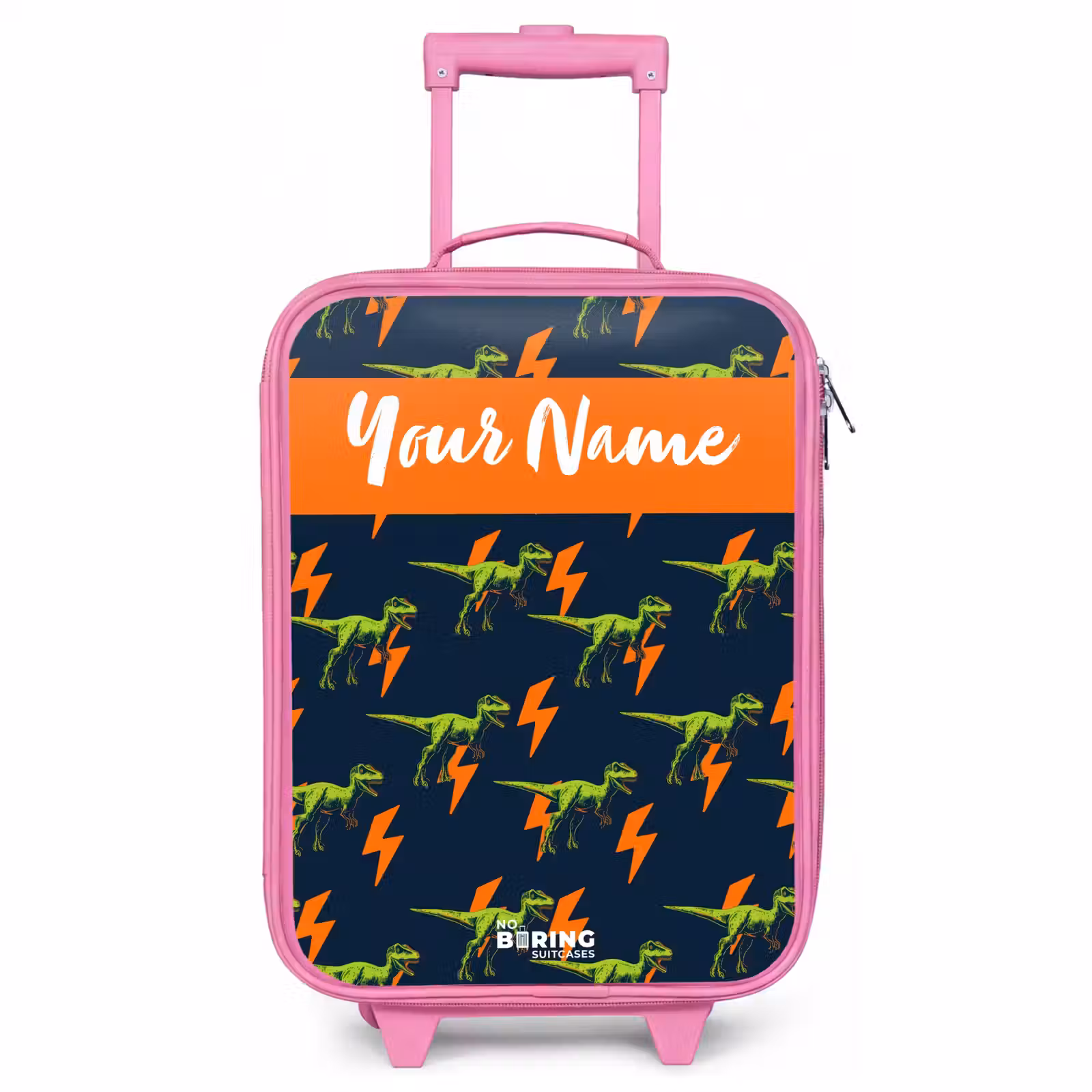Children's suitcase with name - Pink - Dinos - Lightning - Animals - Blue — 1