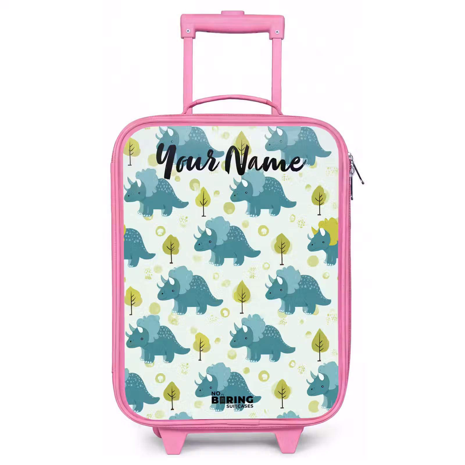 Children's suitcase with name - Pink - Dinos - Pattern - Nature — 1
