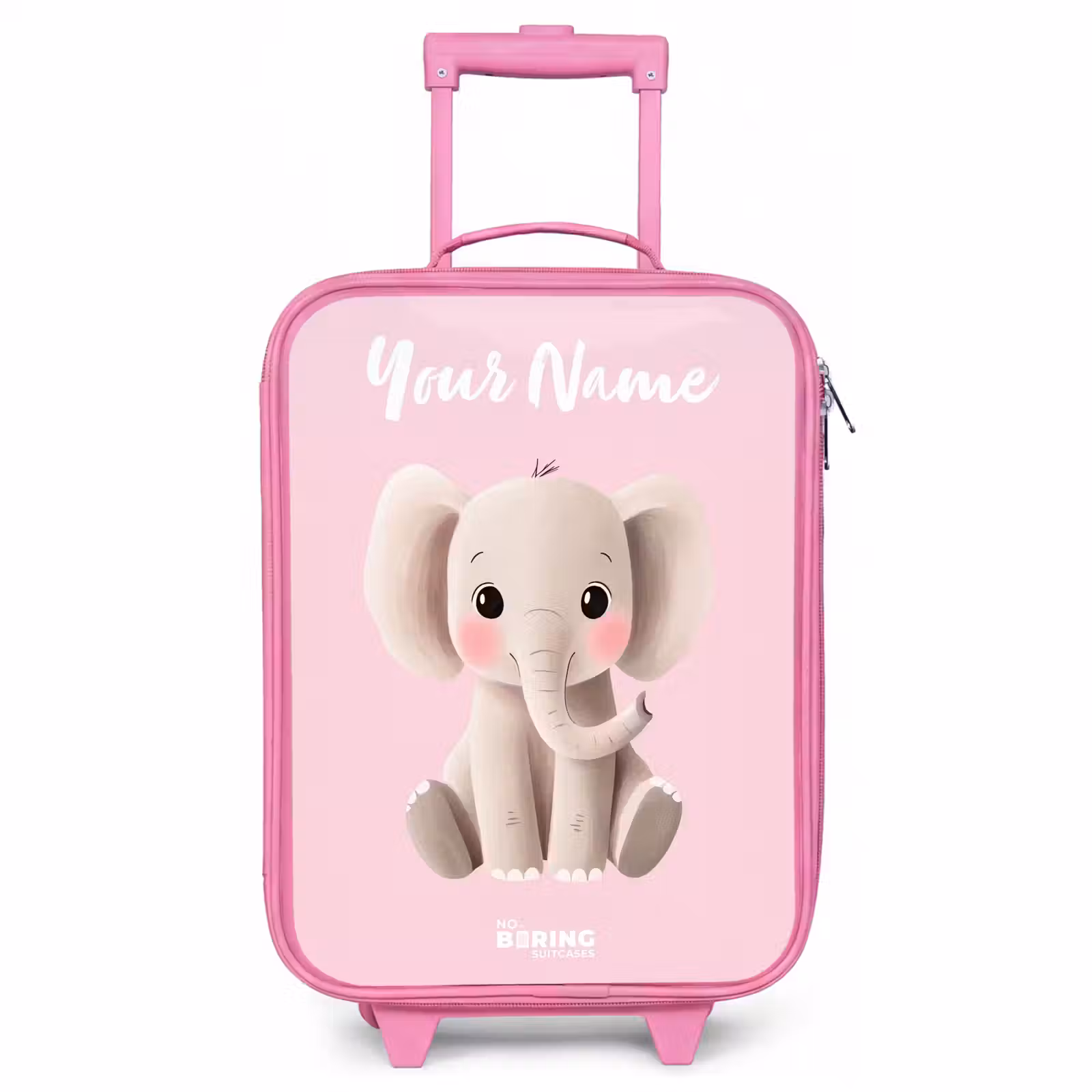 Children's suitcase with name - Pink - Elephant - Gray - Baby - Trunk — 1