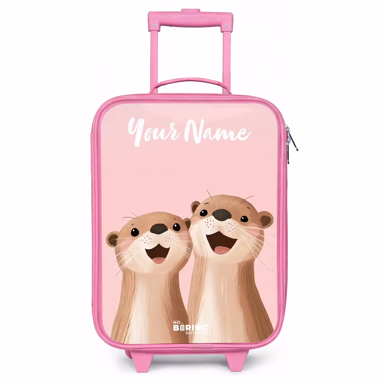Children's suitcase with name - Pink - Smile - Otters - Pink - Illustration — 1