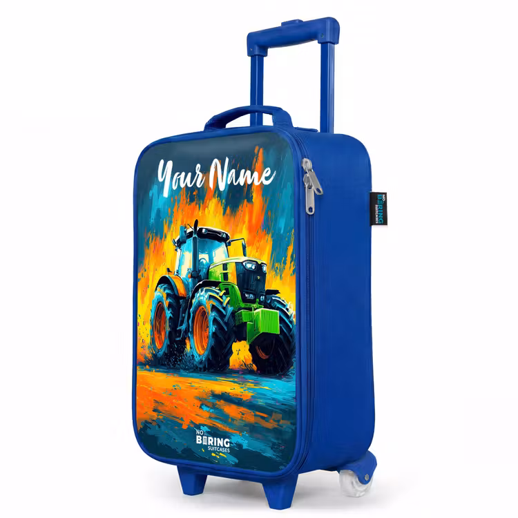 Children's suitcase with name - Blue - Abstract - Tractor - Groen — 5