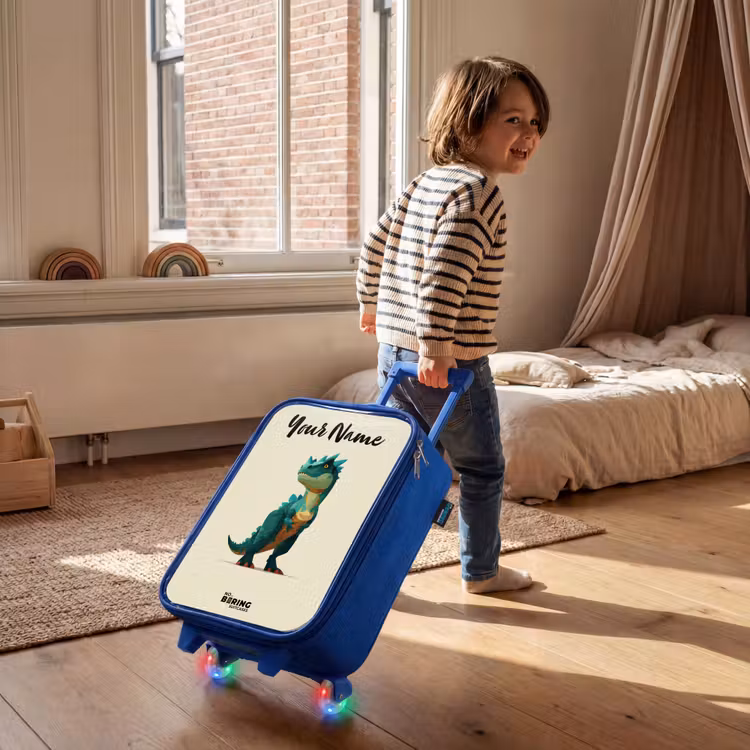 Children's suitcase with name - Blue - Dino - Animal - Green — 2