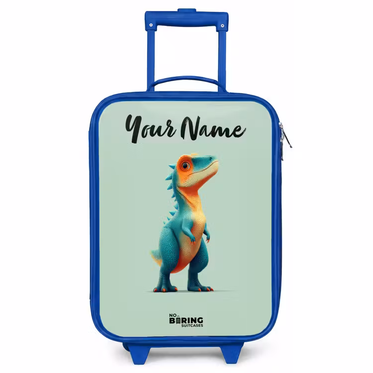 Children's suitcase with name - Blue - Dino - Animal - Green - Orange — 1