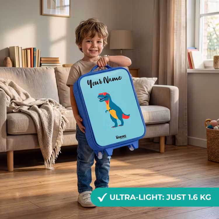 Children's suitcase with name - Blue - Dino - Animal - Sunglasses — 3