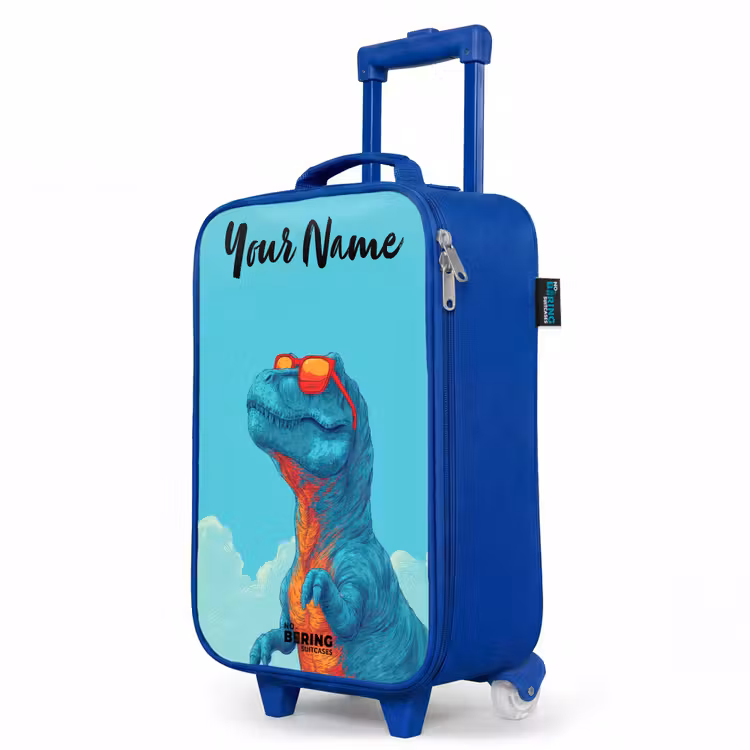 Children's suitcase with name - Blue - Dino - Sunglasses - Blue — 5
