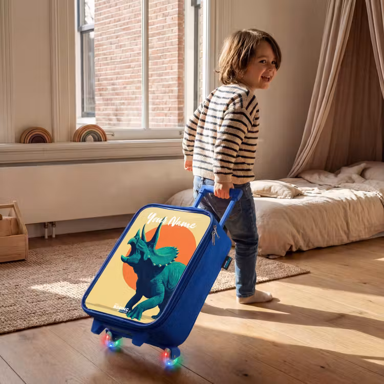 Children's suitcase with name - Blue - Dino - Triceratops - Animal — 2