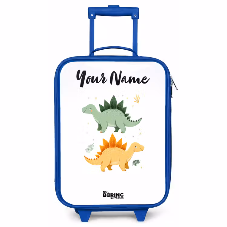 Children's suitcase with name - Blue - Dinos - Animals - Green - Orange — 1
