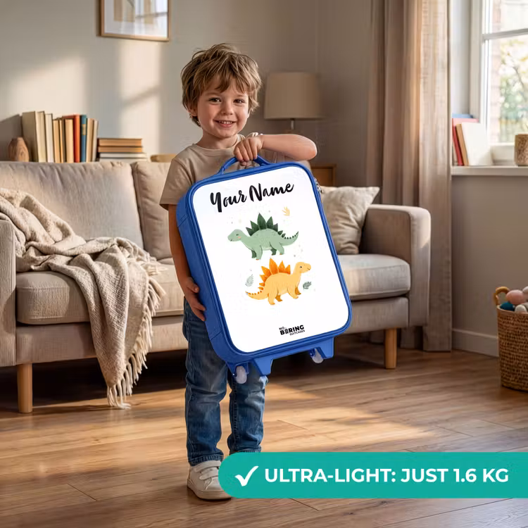 Children's suitcase with name - Blue - Dinos - Animals - Green - Orange — 3