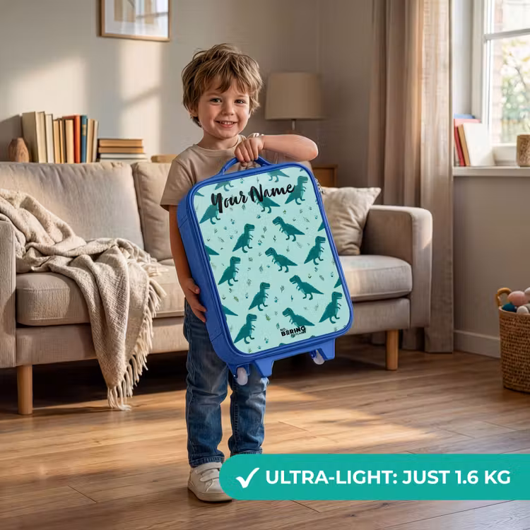 Children's suitcase with name - Blue - Dinos - Pattern - Green — 3