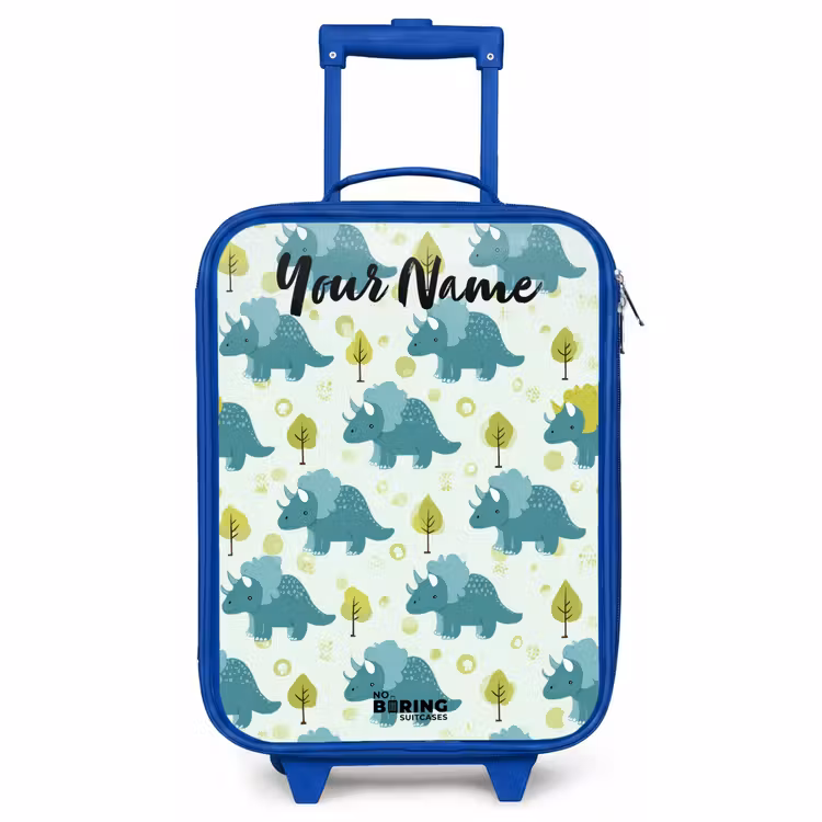 Children's suitcase with name - Blue - Dinos - Pattern - Nature — 1