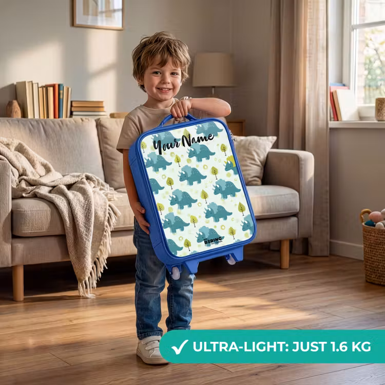 Children's suitcase with name - Blue - Dinos - Pattern - Nature — 3