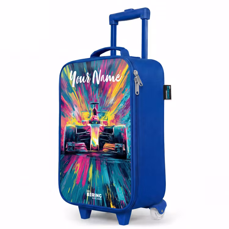 Children's suitcase with name - Blue - Race car - Abstract - Stripes - Blue — 5
