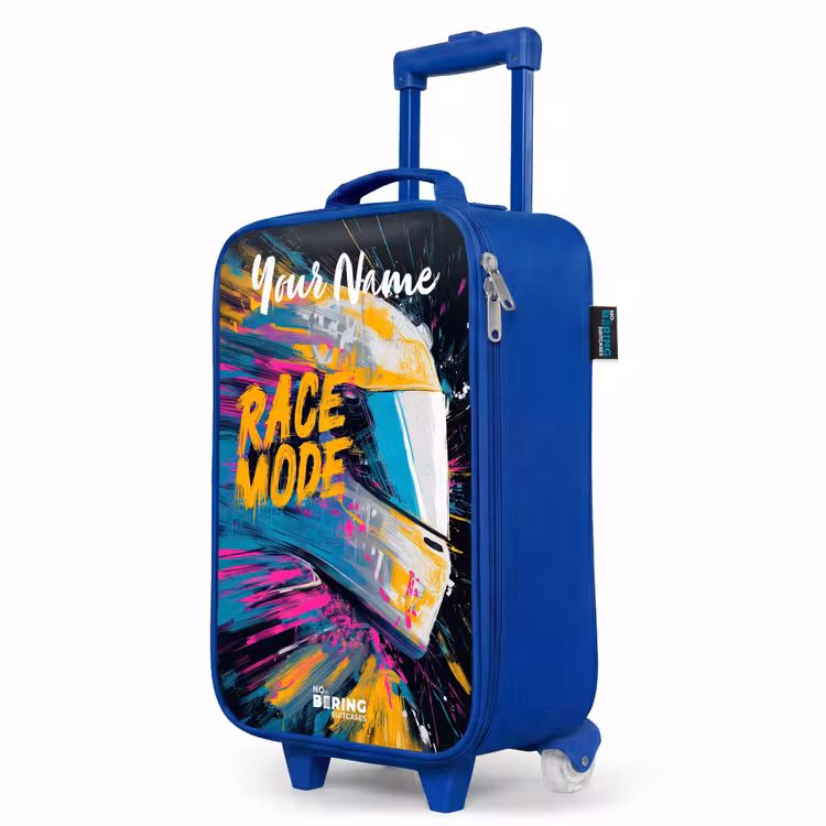 Children's suitcase with name - Blue - Racing helmet - Abstract - Paint - Colorful — 5
