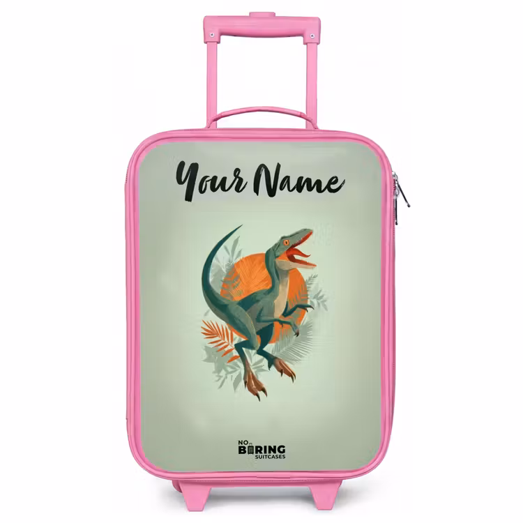 Children's suitcase with name - Pink - Animal - Dino - Nature — 1