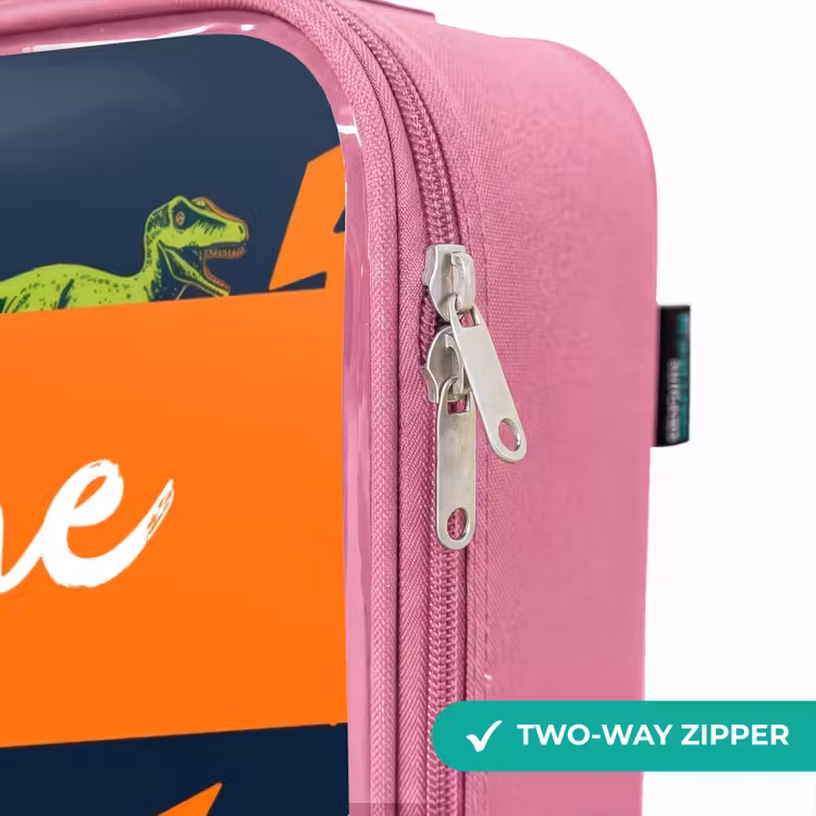Children's suitcase with name - Pink - Dinos - Lightning - Animals - Blue — 4