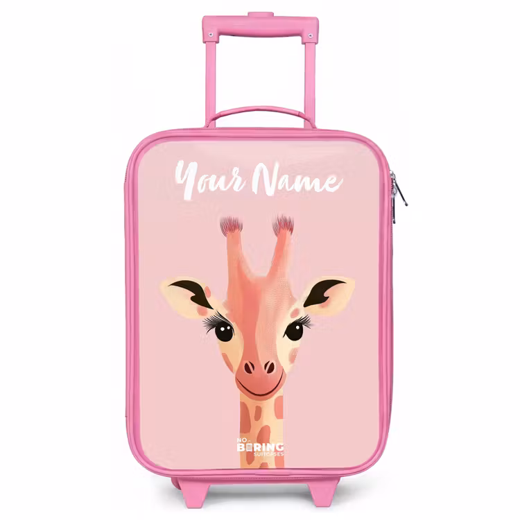 Children's suitcase with name - Pink - Giraffe - Eyelashes - Minimalist - Pink — 1