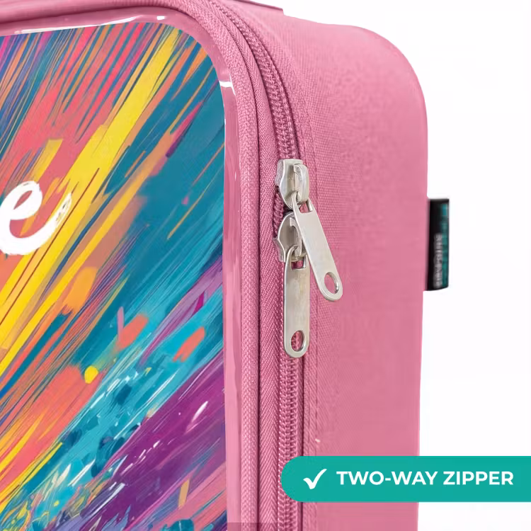 Children's suitcase with name - Pink - Race car - Abstract - Stripes - Blue — 4