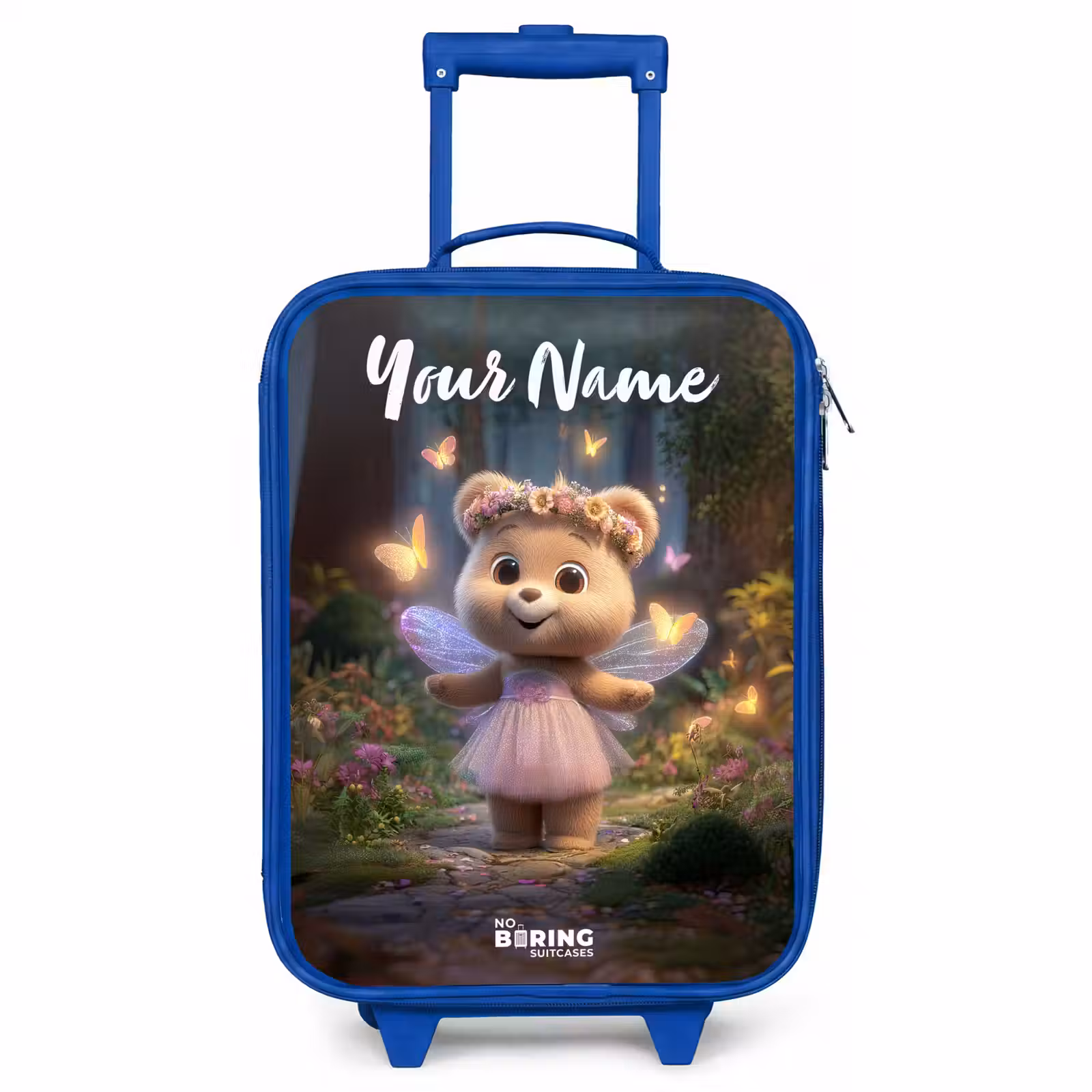 Children's suitcase with name - Blue - Bear - Butterflies - Forest - Fairy — 1