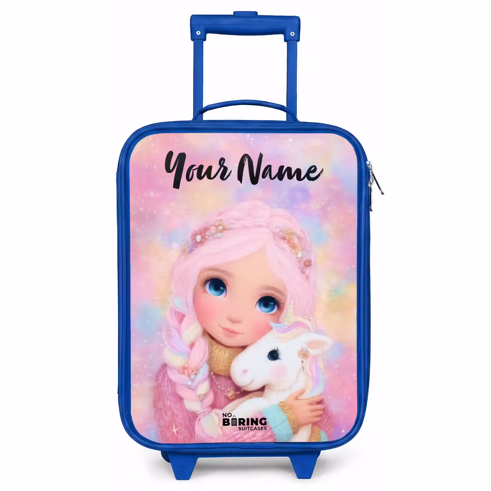 Children's suitcase with name - Blue - Girl - Unicorn - Pink — 1