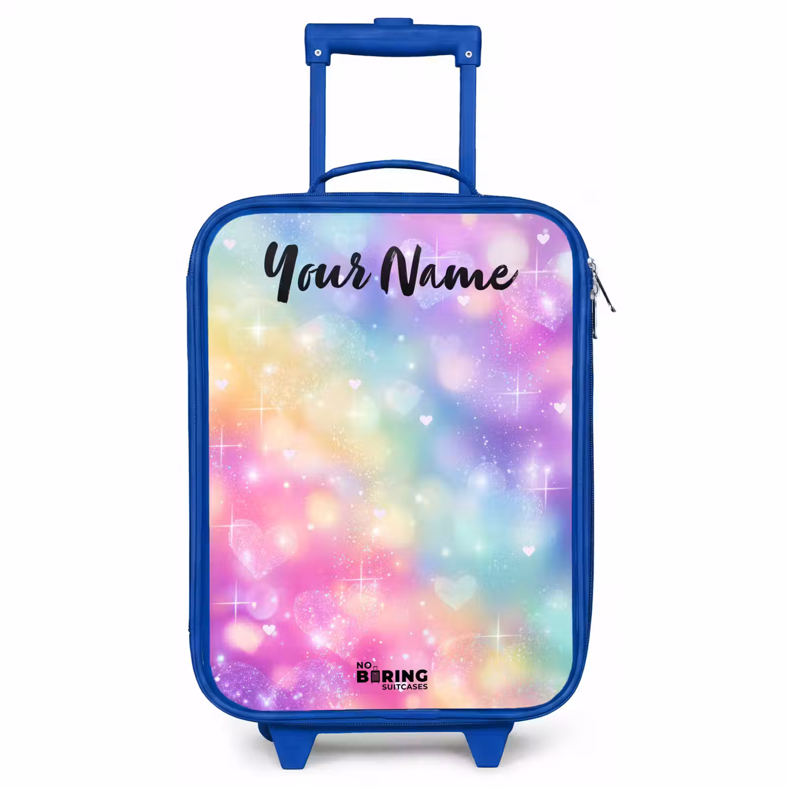 Children's suitcase with name - Blue - Light - Rainbow - Hearts — 1