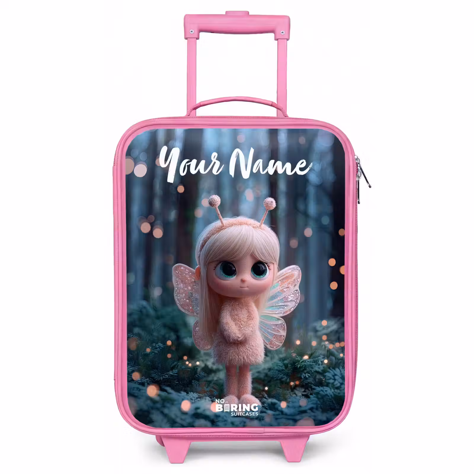 Children's suitcase with name - Pink - Fairy - Forest - Glitters — 1