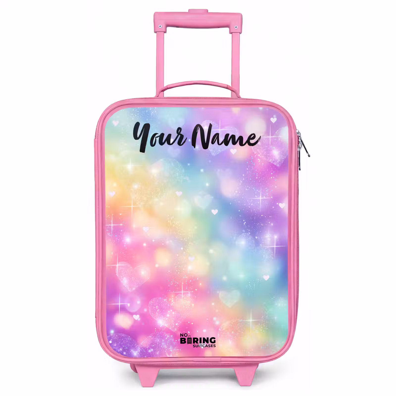 Children's suitcase with name - Pink - Light - Rainbow - Hearts — 1