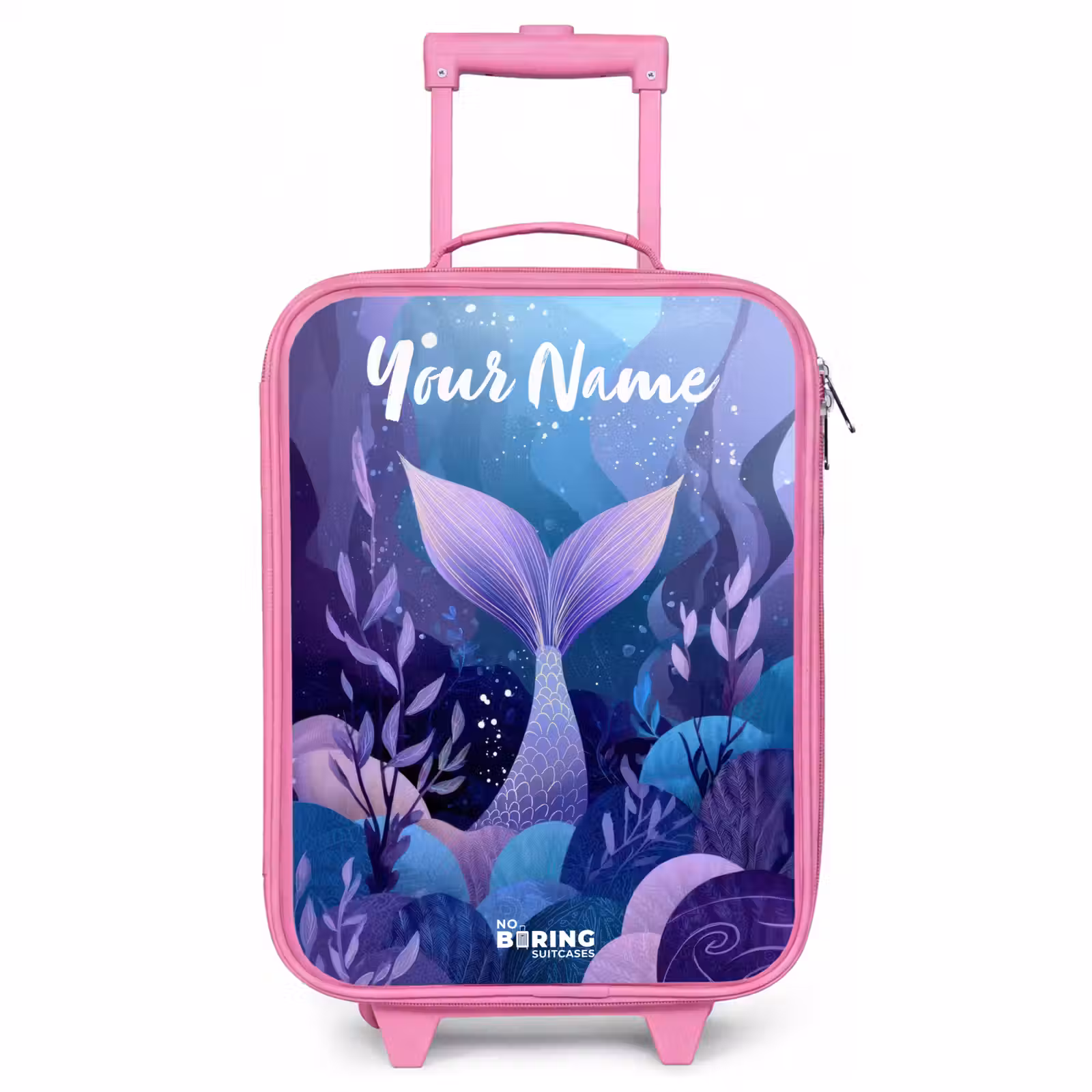 Children's suitcase with name - Pink - Mermaid - Underwater - Purple - Blue — 1