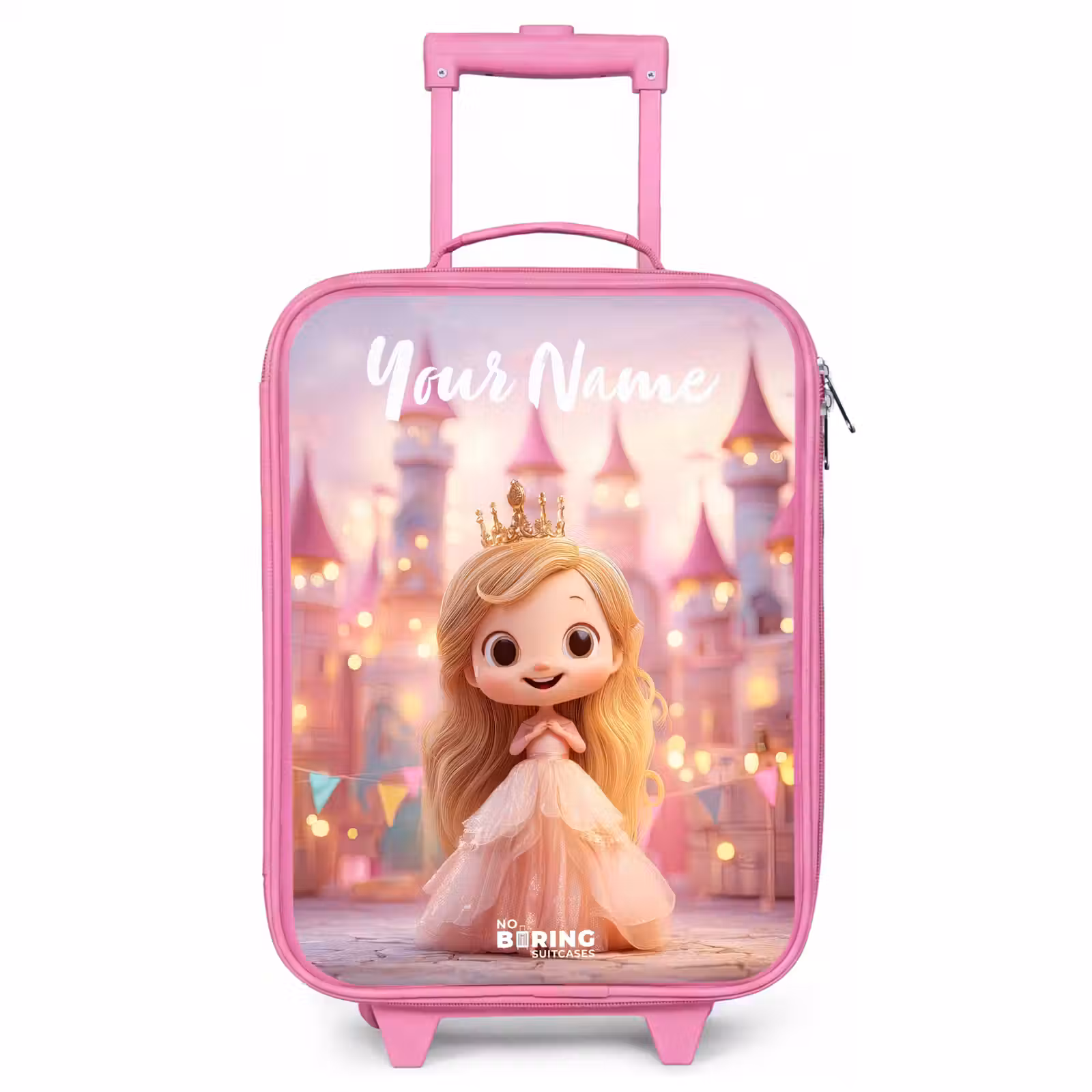Children's suitcase with name - Pink - Princess - Pink - Castle — 1