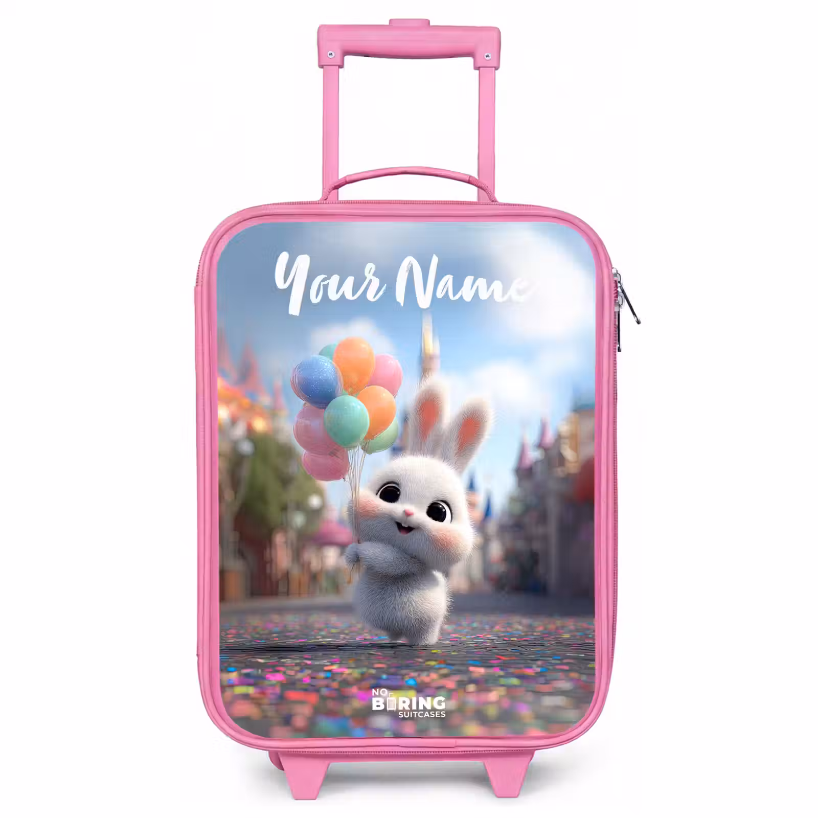 Children's suitcase with name - Pink - rabbit - Balloons — 1