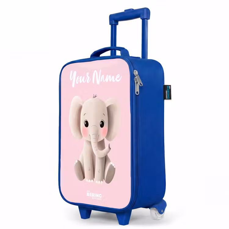 Children's suitcase with name - Blue - Elephant - Gray - Baby - Trunk — 5