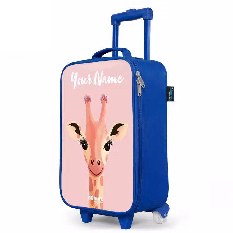 Children's suitcase with name - Blue - Giraffe - Eyelashes - Minimalist - Pink — 5