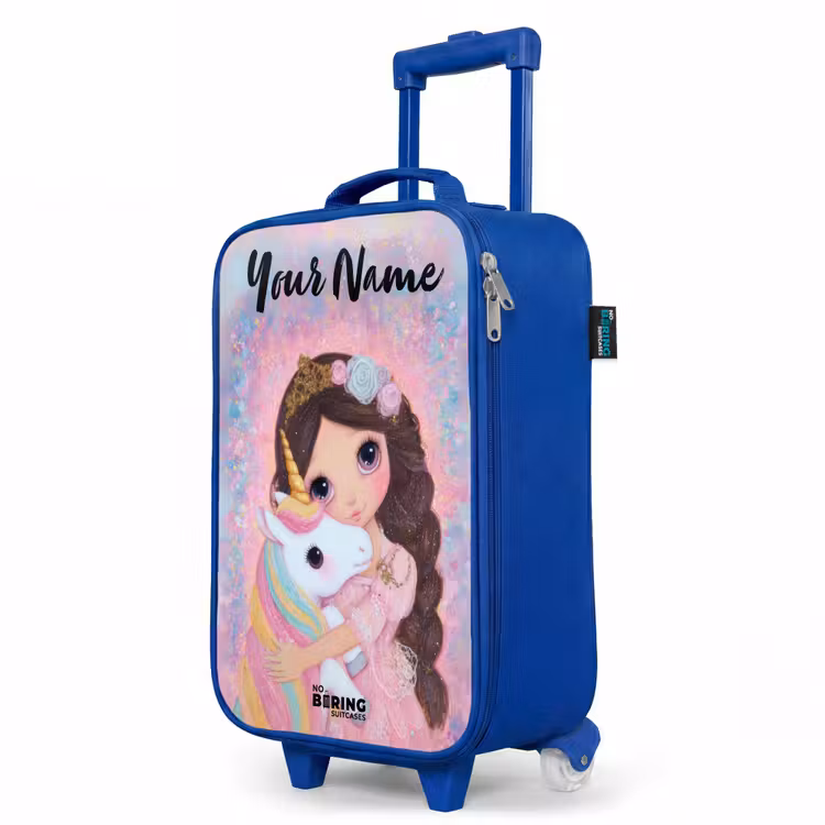 Children's suitcase with name - Blue - Girl - Unicorn - Glitter — 5