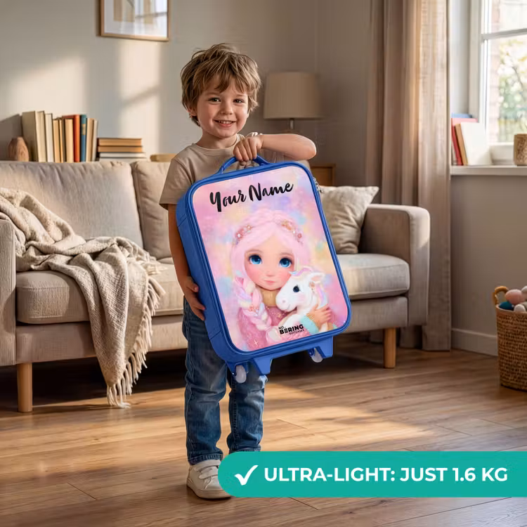 Children's suitcase with name - Blue - Girl - Unicorn - Pink — 3