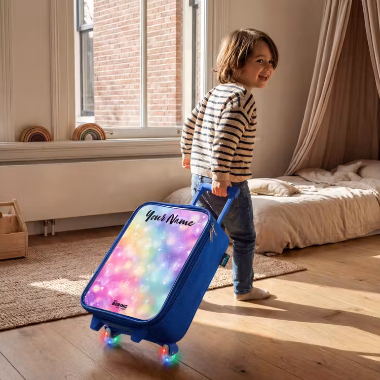 Children's suitcase with name - Blue - Light - Rainbow - Hearts — 2