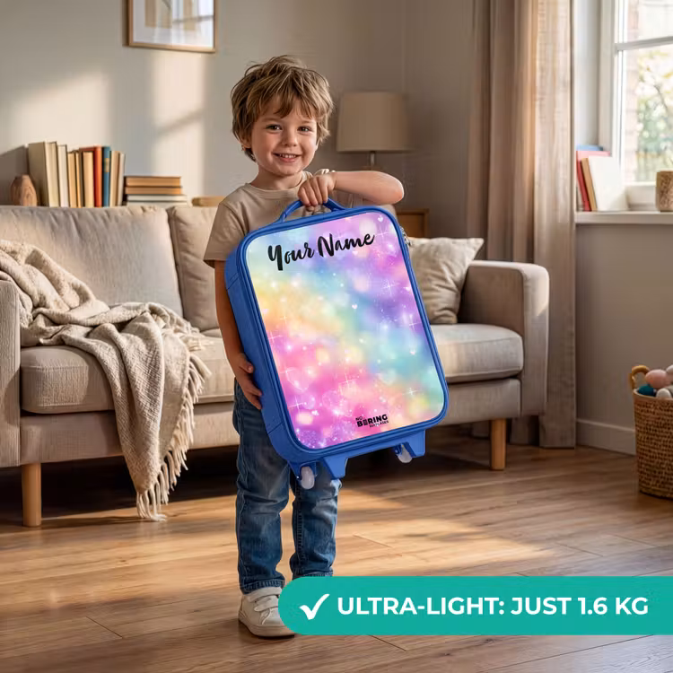 Children's suitcase with name - Blue - Light - Rainbow - Hearts — 3