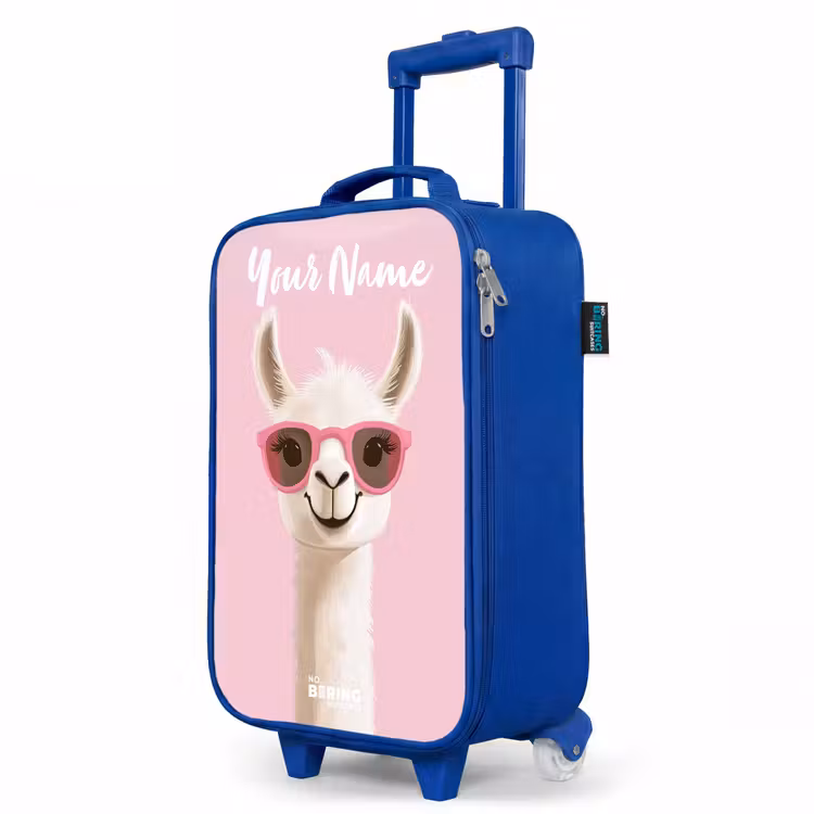 Children's suitcase with name - Blue - Llama - White - Sunglasses - Eyelashes — 5
