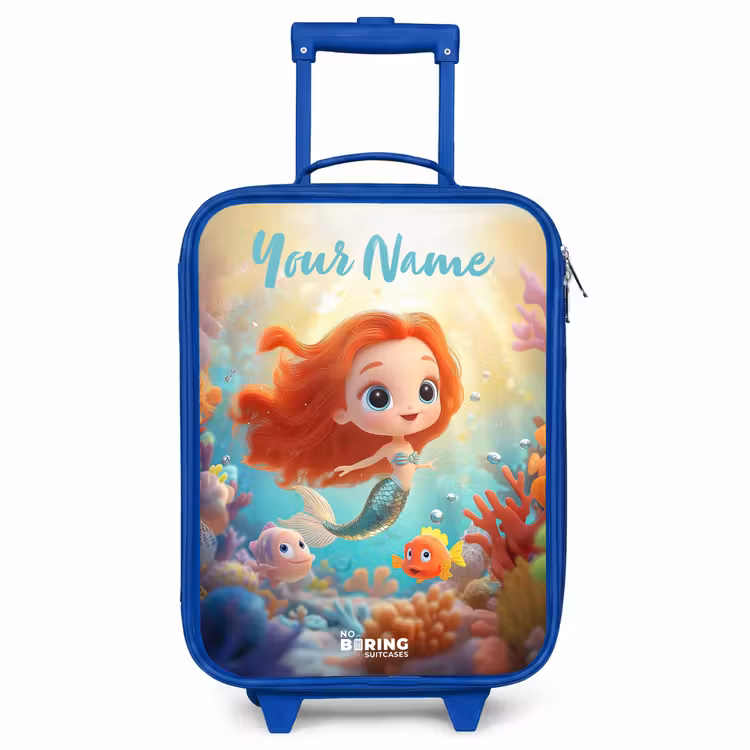 Children's suitcase with name - Blue - Mermaid - Fish - Coral — 1