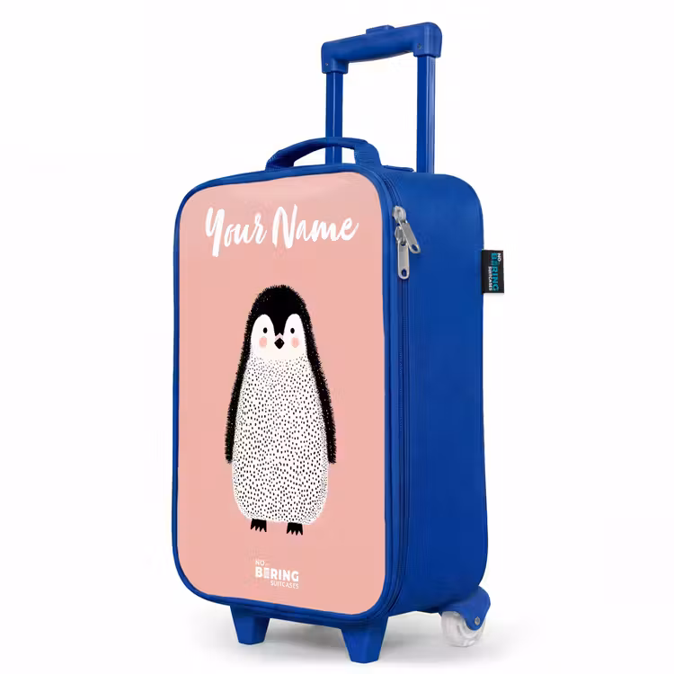 Children's suitcase with name - Blue - Penguin - Dots - Pink - Minimalist — 5