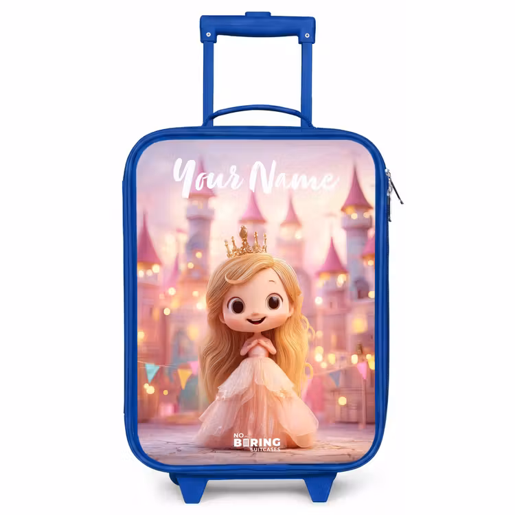 Children's suitcase with name - Blue - Princess - Pink - Castle — 1