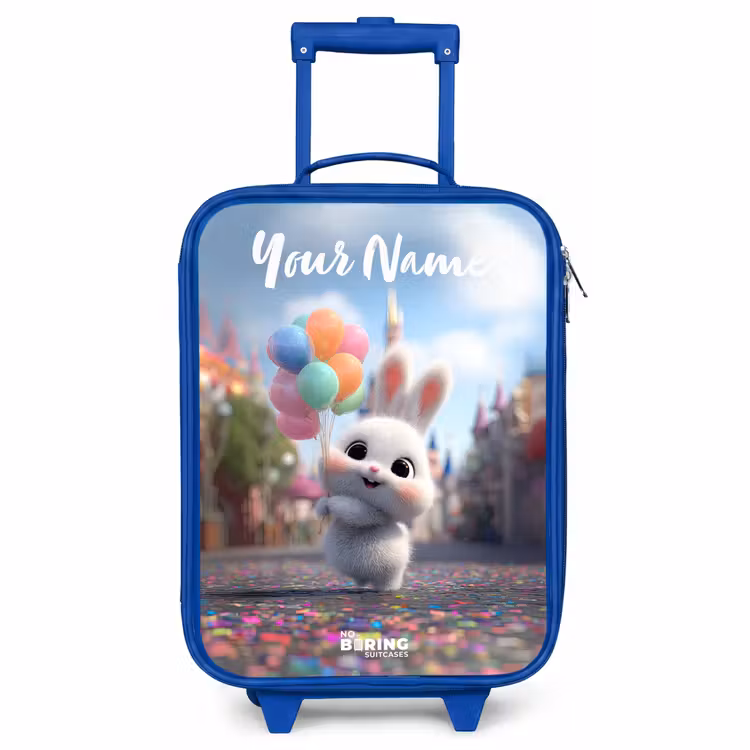 Children's suitcase with name - Blue - rabbit - Balloons — 1