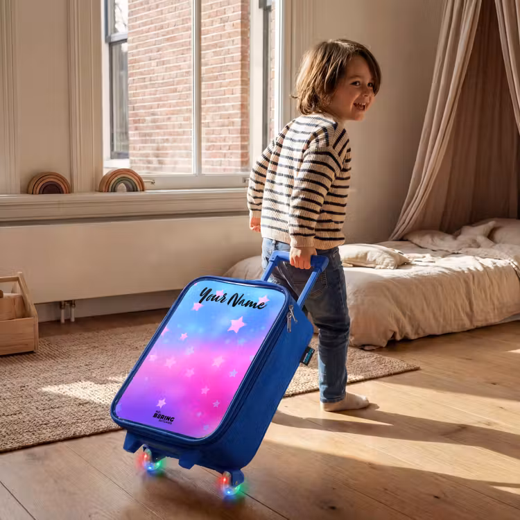 Children's suitcase with name - Blue - Stars - Pink - Blue — 2