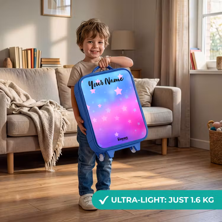 Children's suitcase with name - Blue - Stars - Pink - Blue — 3