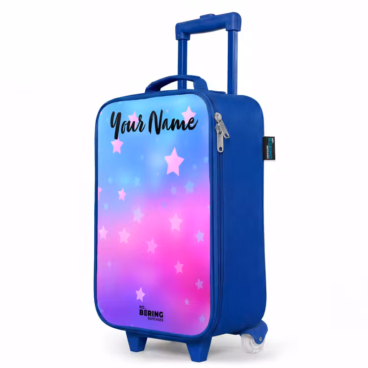 Children's suitcase with name - Blue - Stars - Pink - Blue — 5