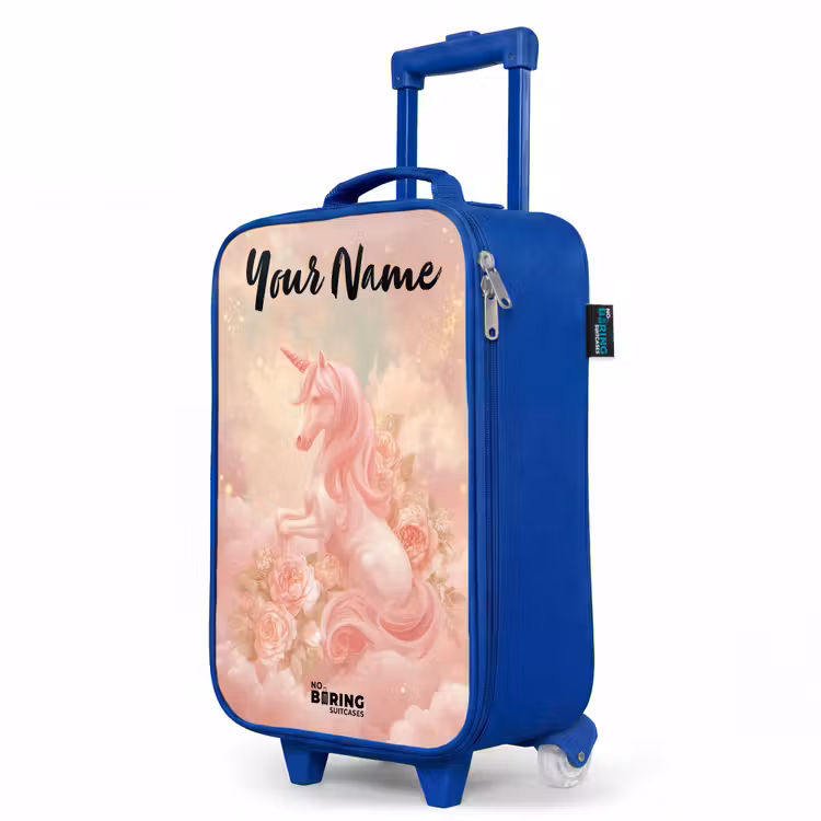 Children's suitcase with name - Blue - Unicorn - Clouds - Pink — 5