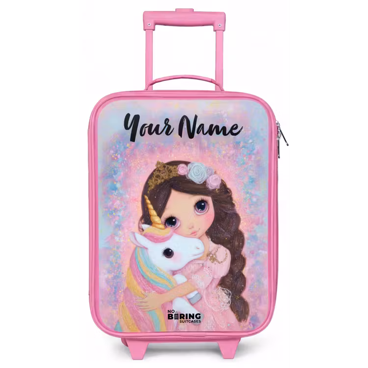 Children's suitcase with name - Pink - Girl - Unicorn - Glitter — 1