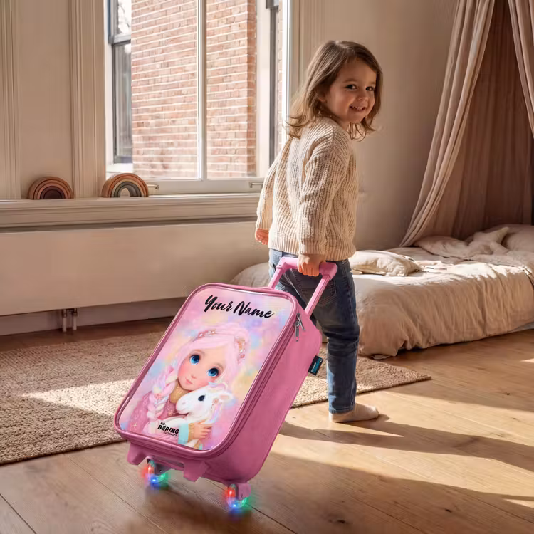 Children's suitcase with name - Pink - Girl - Unicorn - Pink — 2