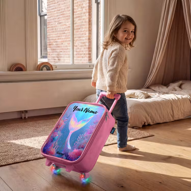 Children's suitcase with name - Pink - Mermaid - Coral - Water — 2